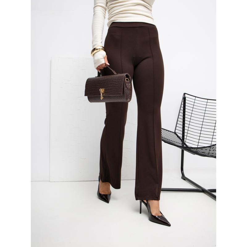 Čokoládové nohavice s rozšírenými nohavicami RUE PARIS