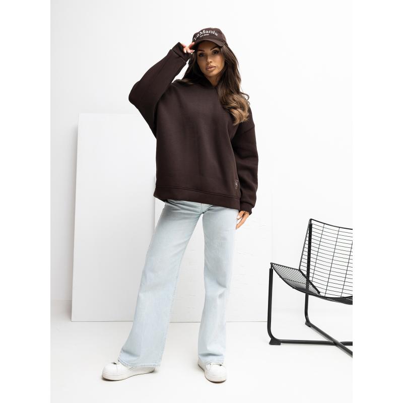 Csokoládé alap pulóver kapucnival RUE PARIS