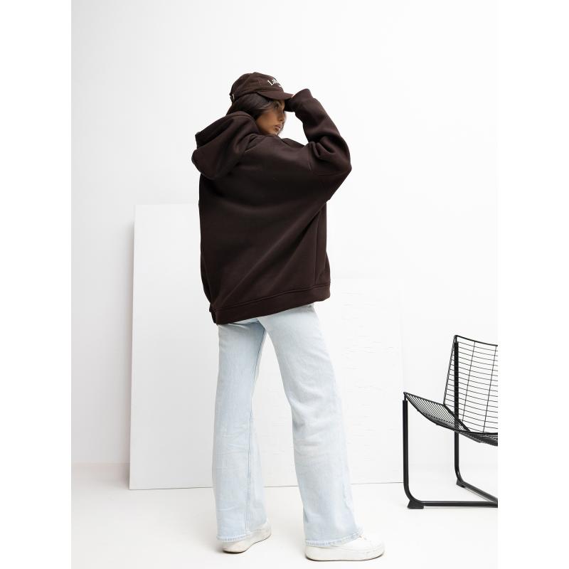 Csokoládé alap pulóver kapucnival RUE PARIS