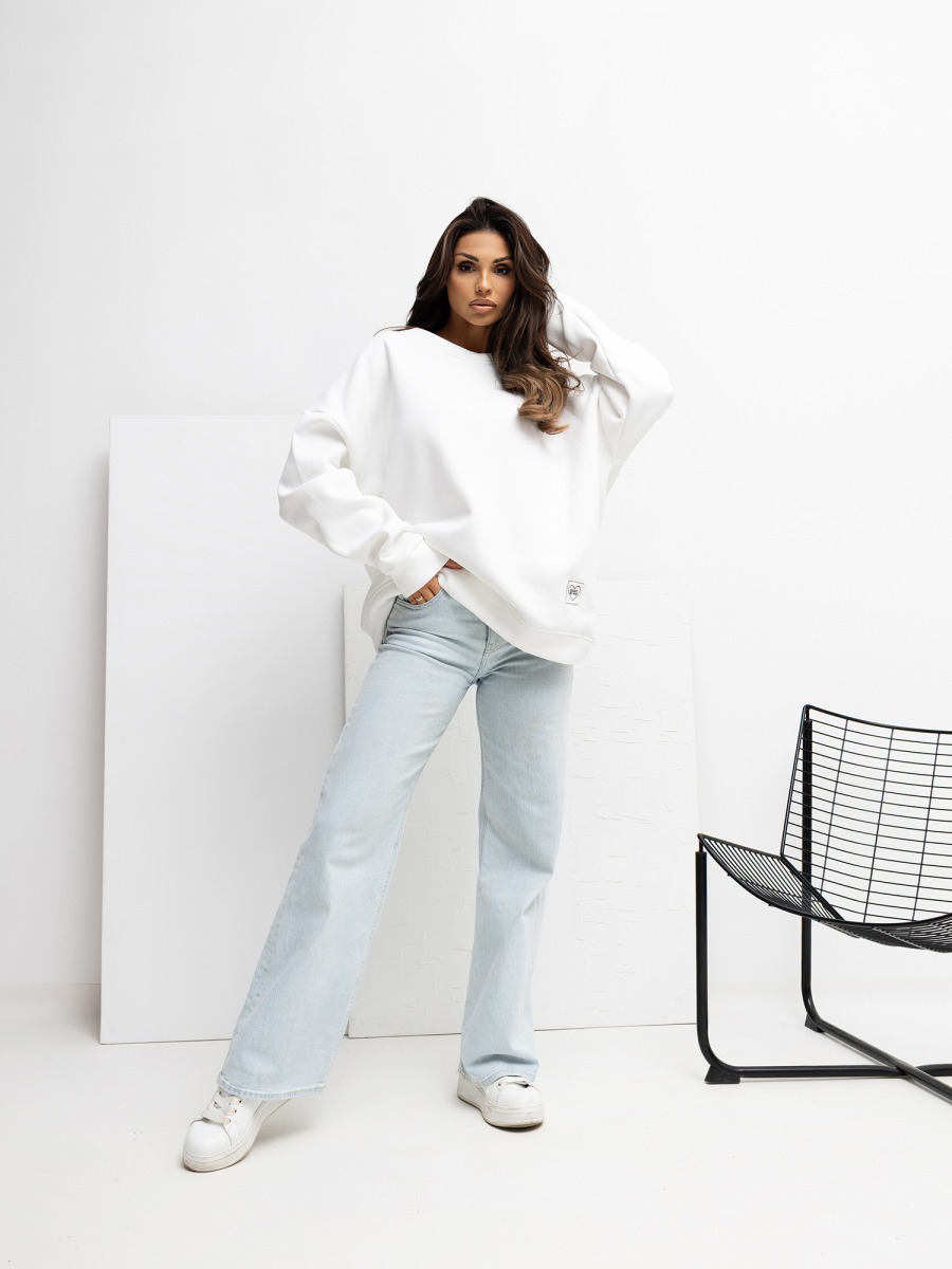 Ecru basic mikina oversized RUE PARIS