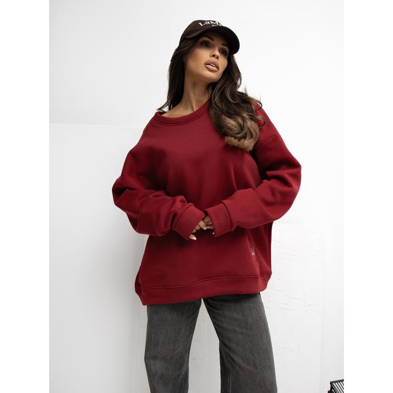 Bordó pulóver béléssel, kapucni nélkül RUE PARIS