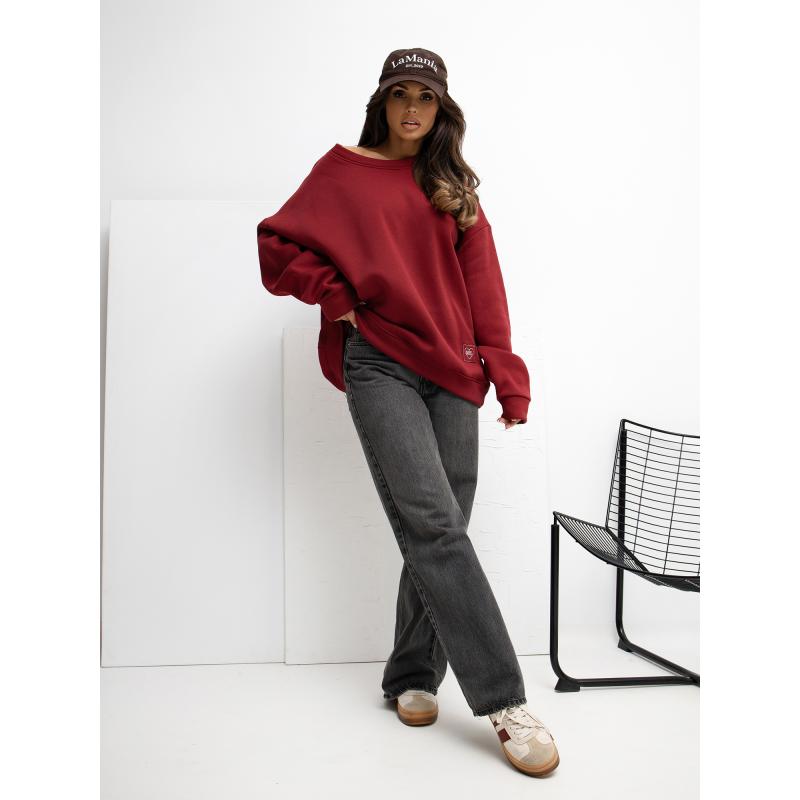 Bordó pulóver béléssel, kapucni nélkül RUE PARIS