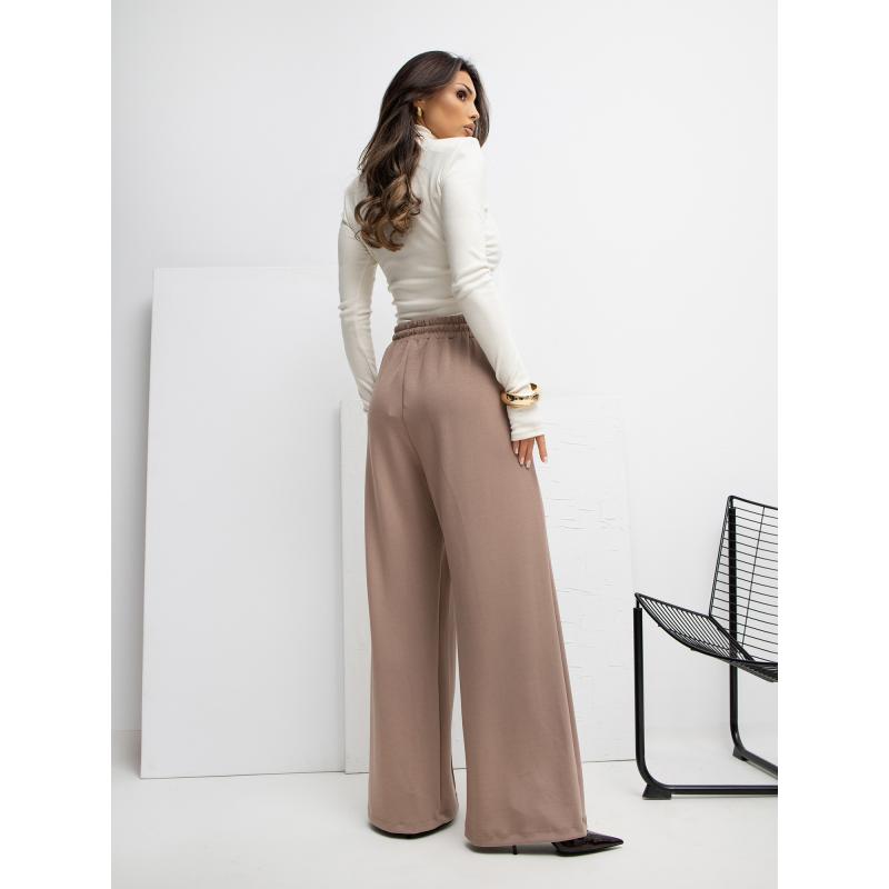 Tmavobežové palazzo nohavice s vreckami RUE PARIS
