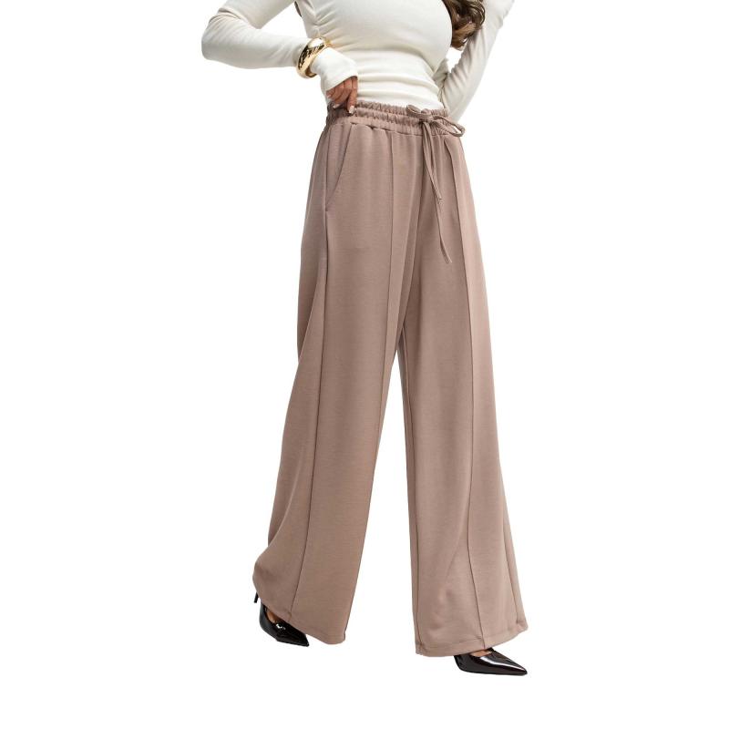 Tmavobežové palazzo nohavice s vreckami RUE PARIS