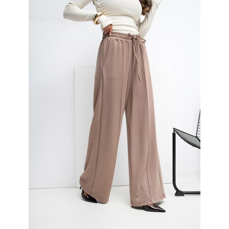 Tmavobežové palazzo nohavice s vreckami RUE PARIS