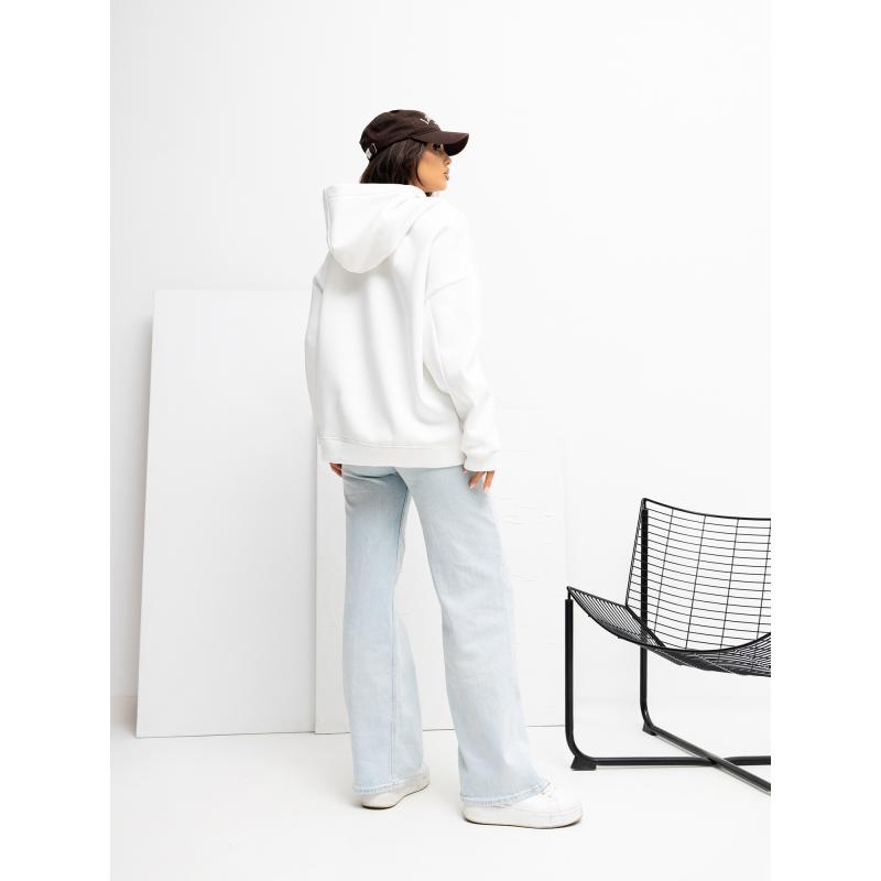 Ecru női oversized pulóver kapucnival RUE PARIS
