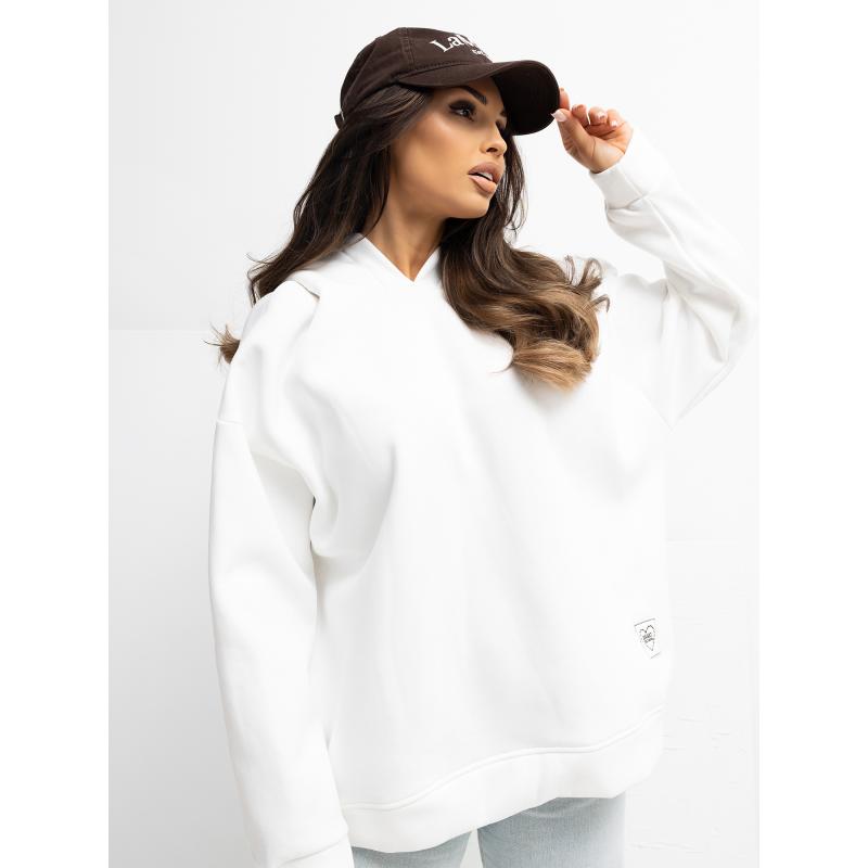 Ecru női oversized pulóver kapucnival RUE PARIS