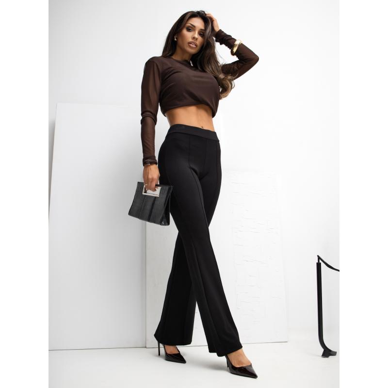 Čierne tepláky do zvonu bez zapínania RUE PARIS