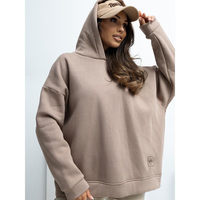 Sötét bézs alap pulóver felirattal RUE PARIS