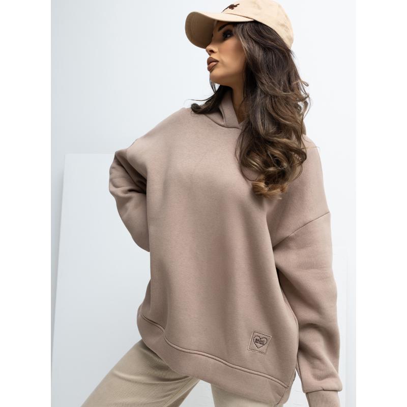 Sötét bézs alap pulóver felirattal RUE PARIS