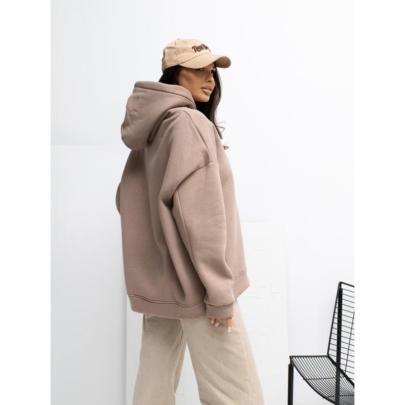 Sötét bézs alap pulóver felirattal RUE PARIS