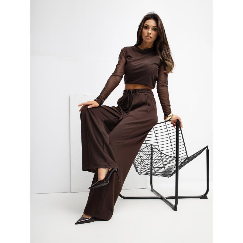 Csokoládébarna, varrott sportnadrág RUE PARIS