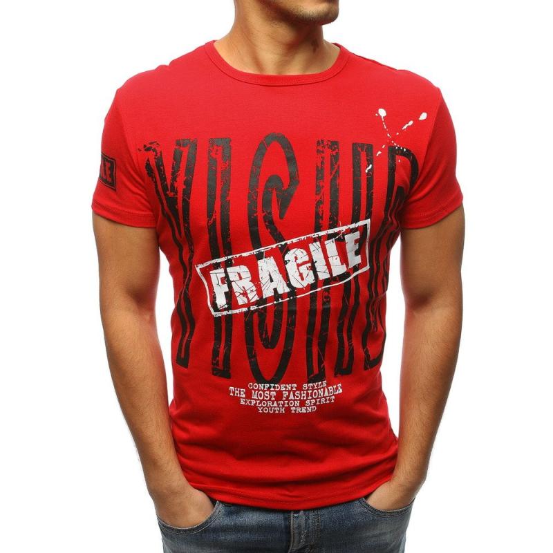 Pánské stylové tričko s potiskem červený