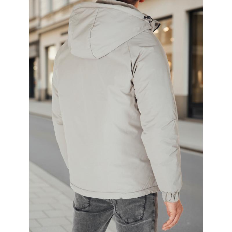 Férfi téli kabát kapucnival, szürke
