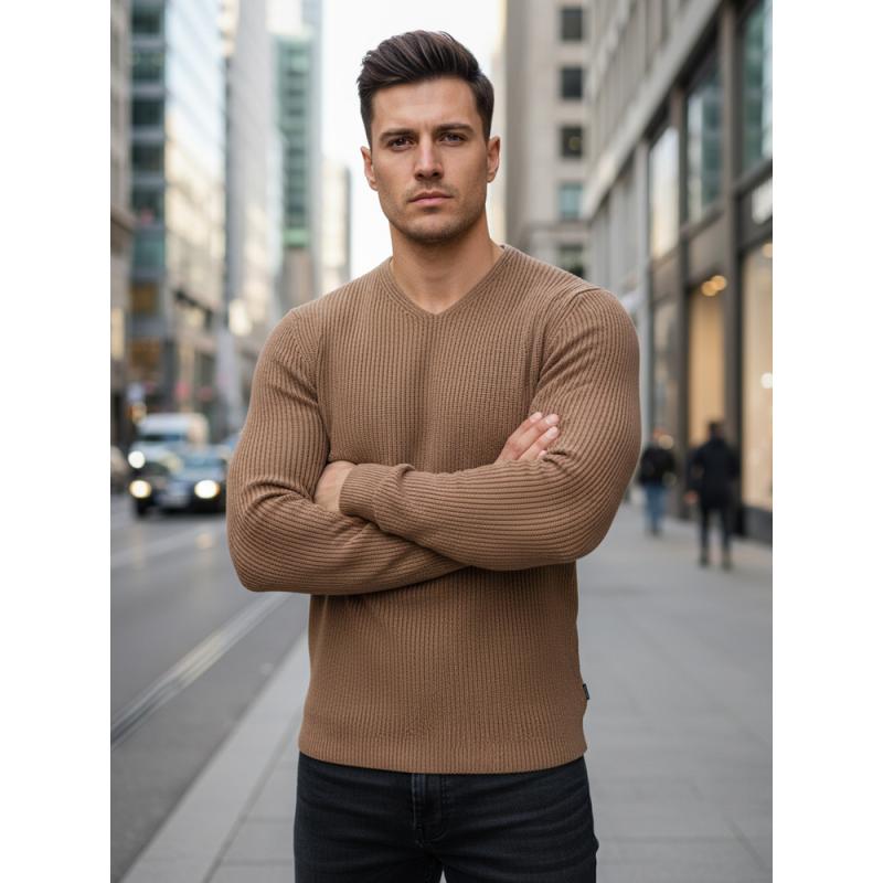 Férfi pulóver, barna