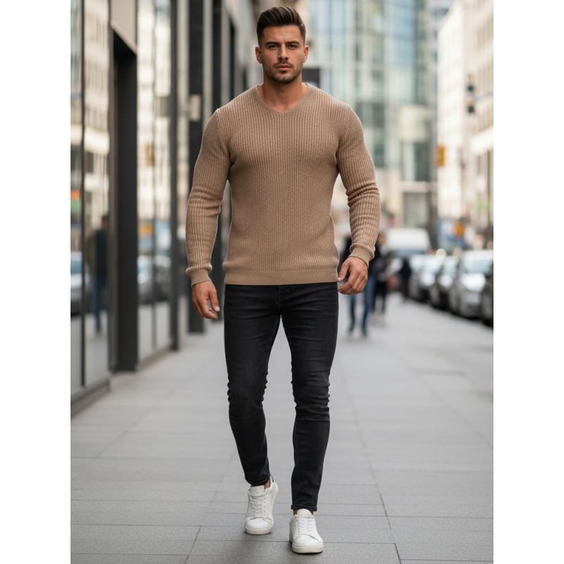 Férfi pulóver, barna