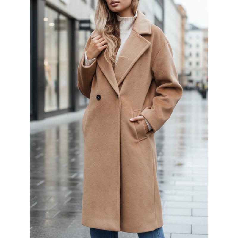 Dámský přechodový kabát oversize hnědý