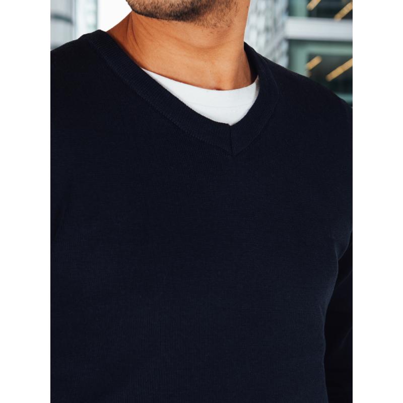 Pánský svetr s výstřihem do V, tmavě modrý