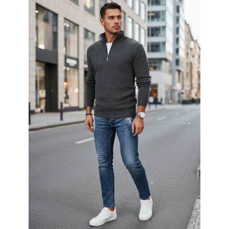 Férfi pulóver, világosszürke