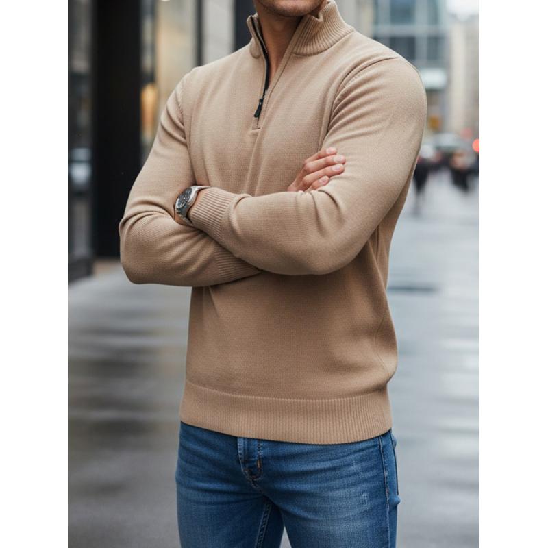 Férfi pulóver, kamel színű