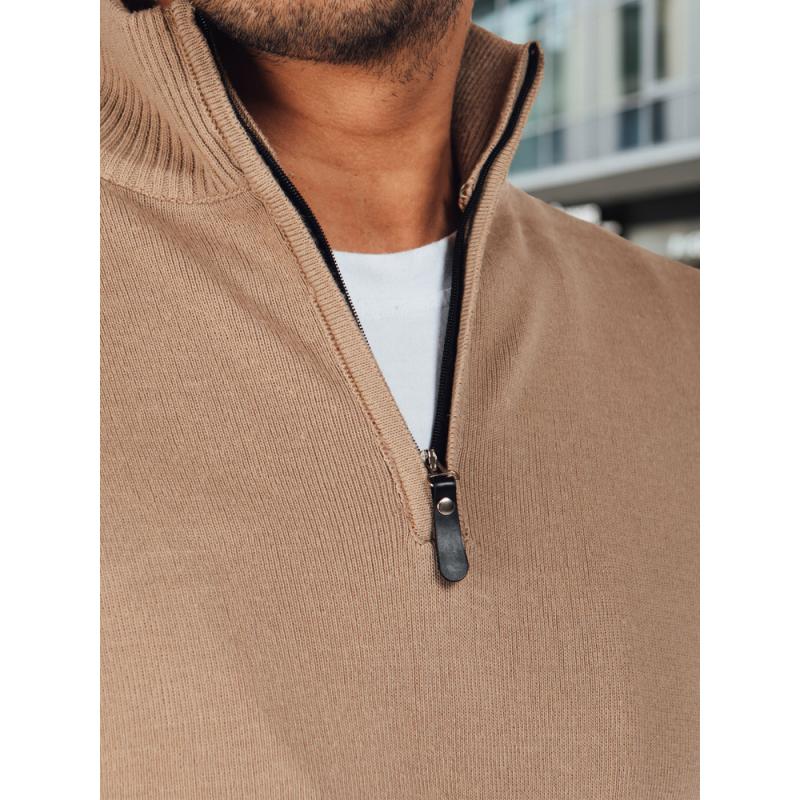 Férfi pulóver, kamel színű