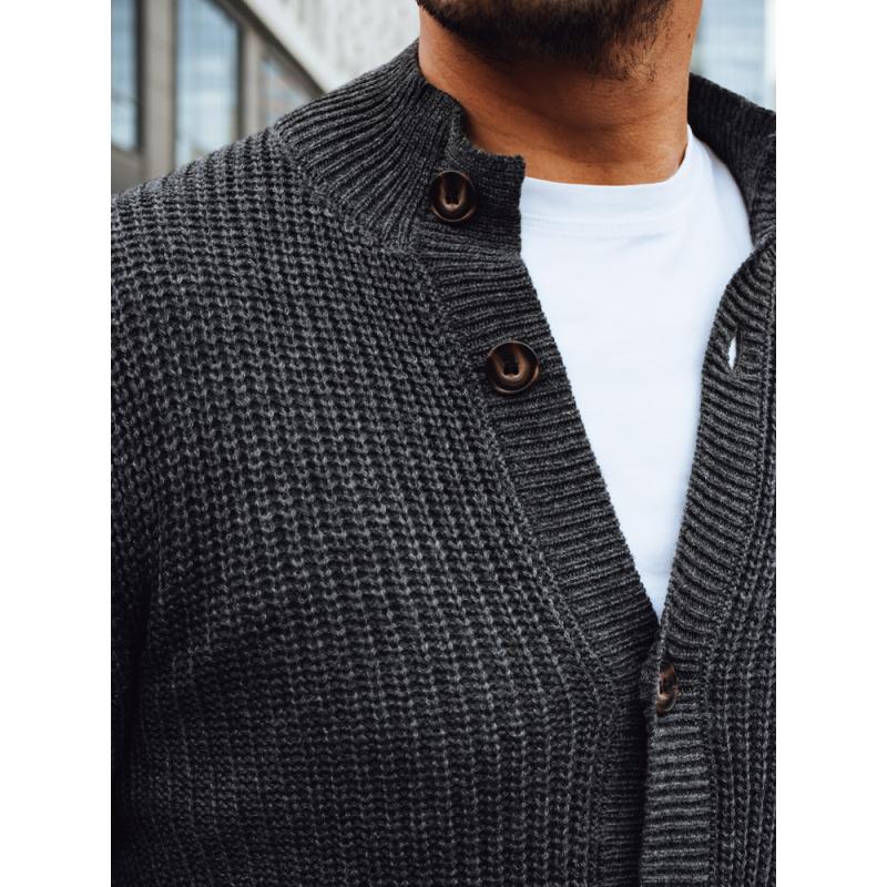 Férfi pulóver, kardigán, sötét szürke