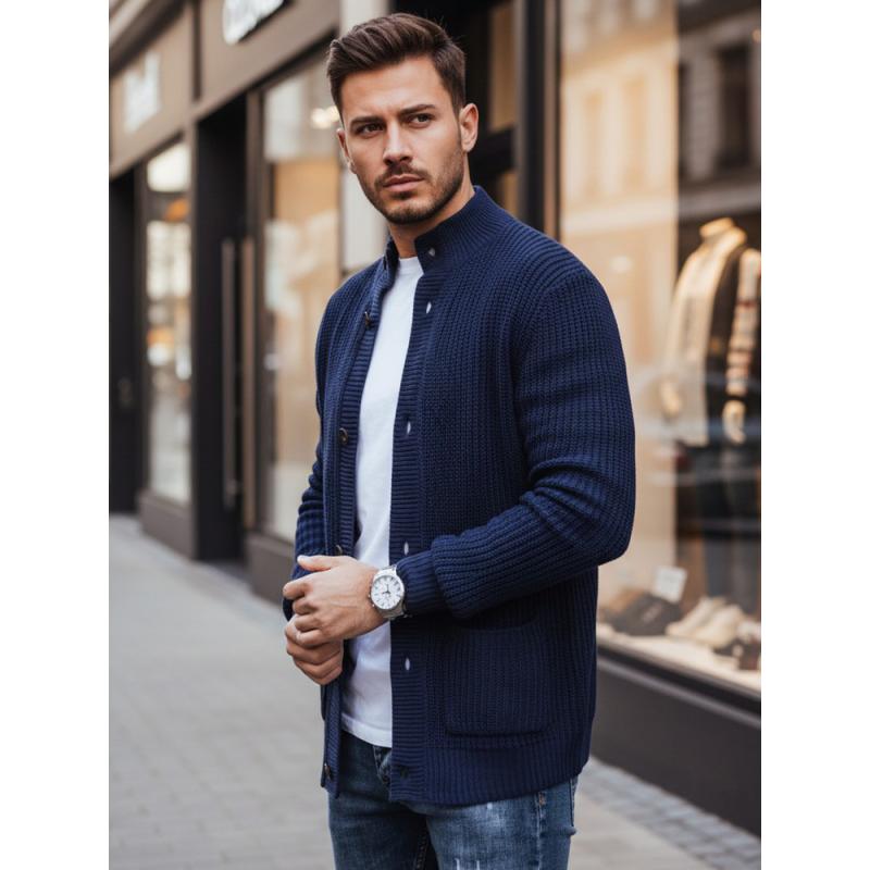 Pánský svetr, kardigan, námořnicky modrý