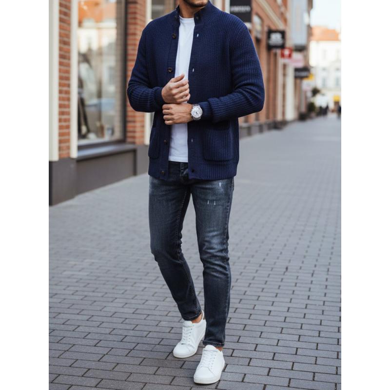 Pánský svetr, kardigan, námořnicky modrý