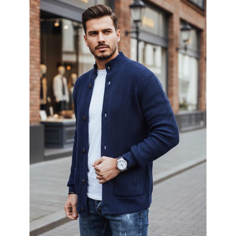 Pánský svetr, kardigan, námořnicky modrý