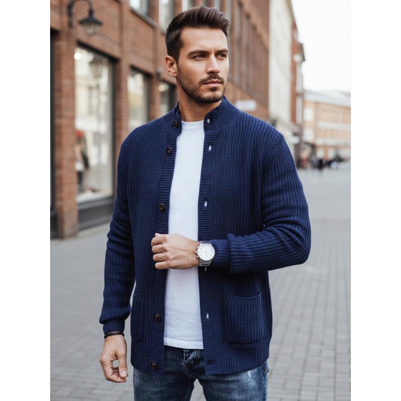 Pánský svetr, kardigan, námořnicky modrý