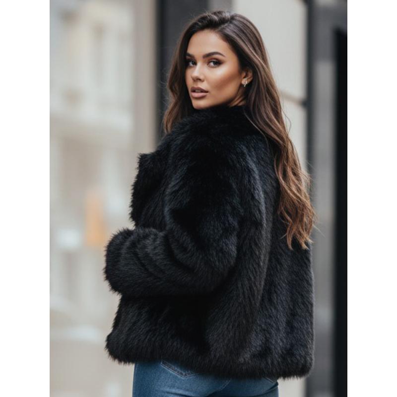 Dámske krátke kožušinové sako ZARAFIA, čierne