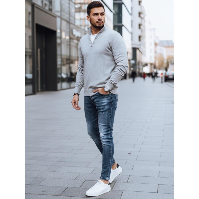 Pánský svetr s stojáčkem světle šedý