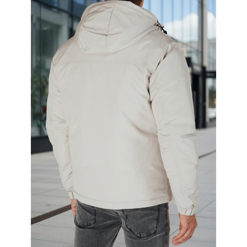 Pánska zimná bunda s kapucňou, svetlo béžová