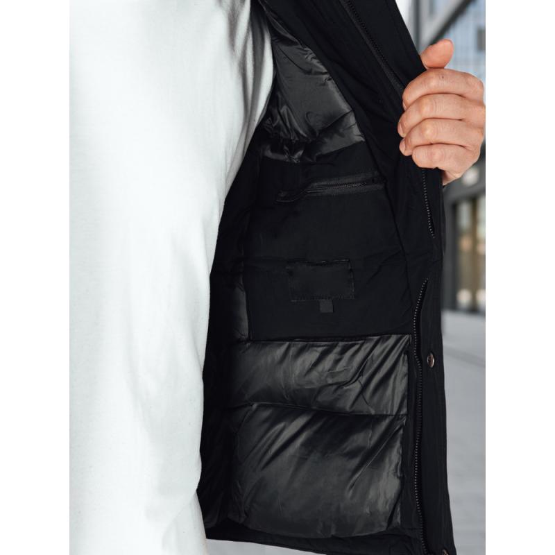 Pánska zimná bunda s kapucňou, čierna