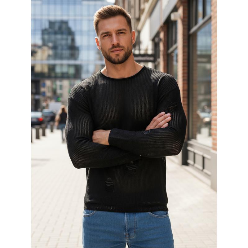 Férfi fekete pulóver