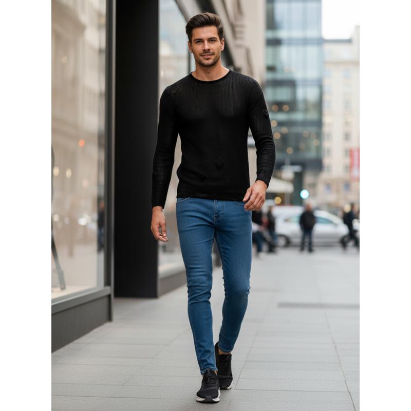 Férfi fekete pulóver