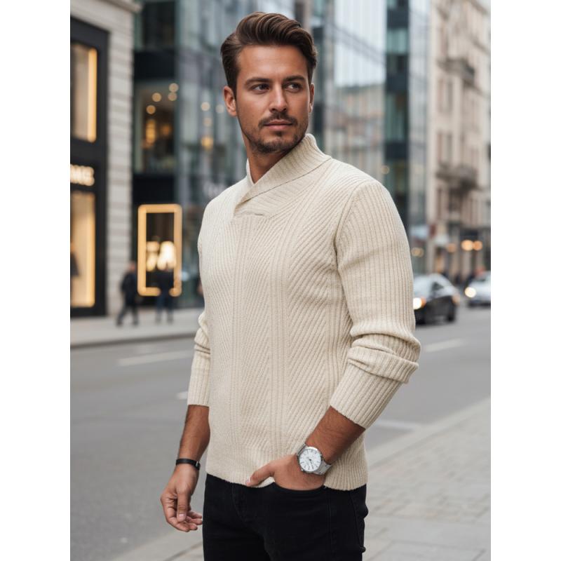 Férfi bézs pulóver