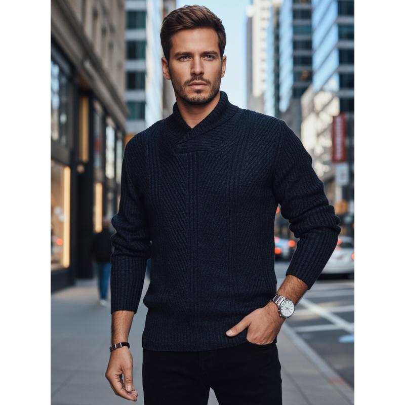 Férfi sötétkék pulóver