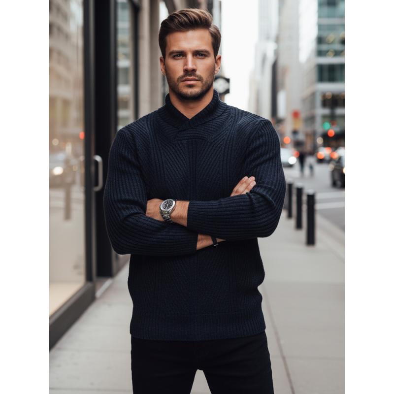 Férfi sötétkék pulóver