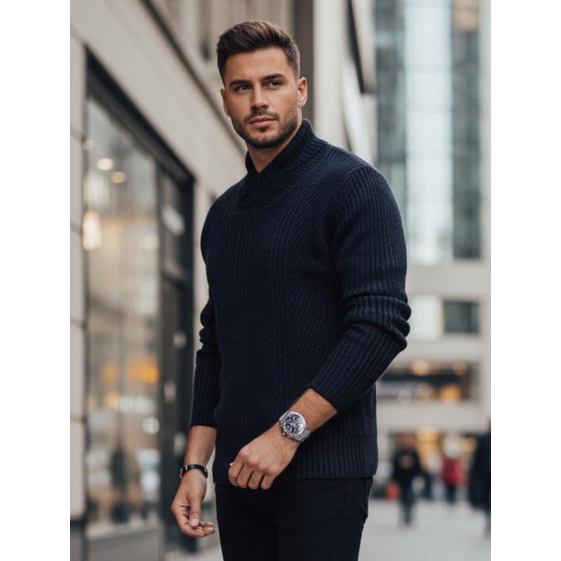 Férfi sötétkék pulóver