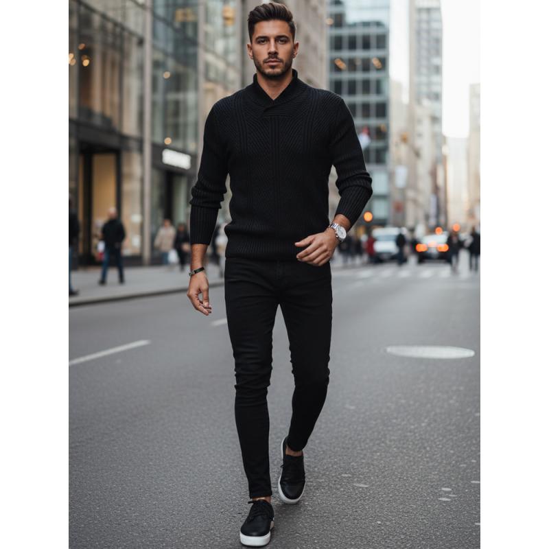 Férfi fekete pulóver