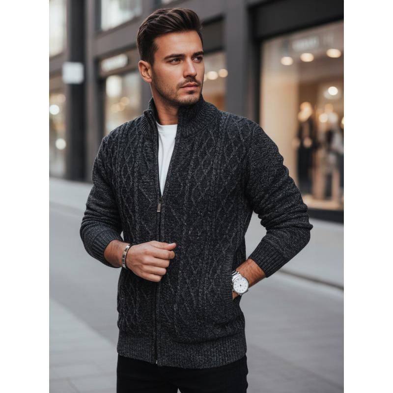 Férfi sötét szürke pulóver