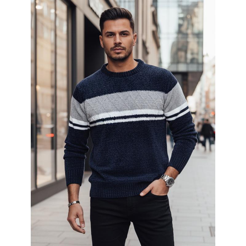 Férfi sötétkék pulóver