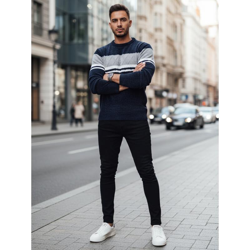 Férfi sötétkék pulóver