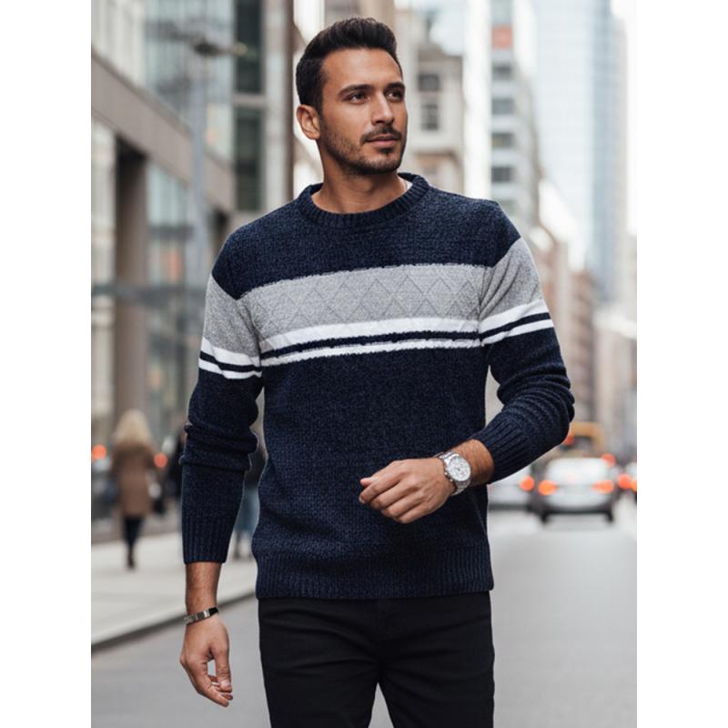 Férfi sötétkék pulóver