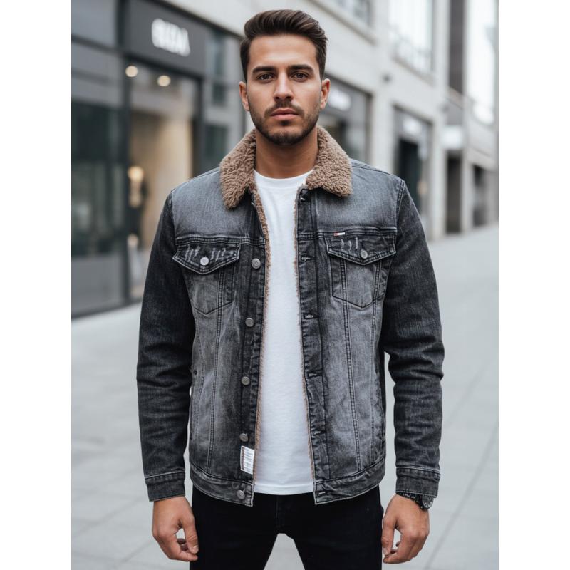 Férfi téli kabát béléssel, fekete