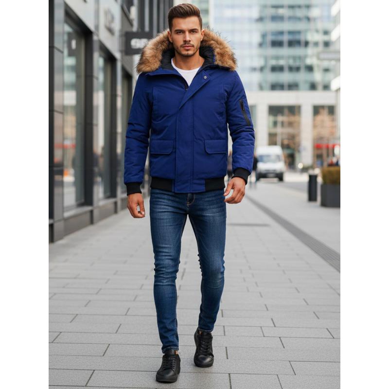 Pánska zimná bunda, tmavomodrá