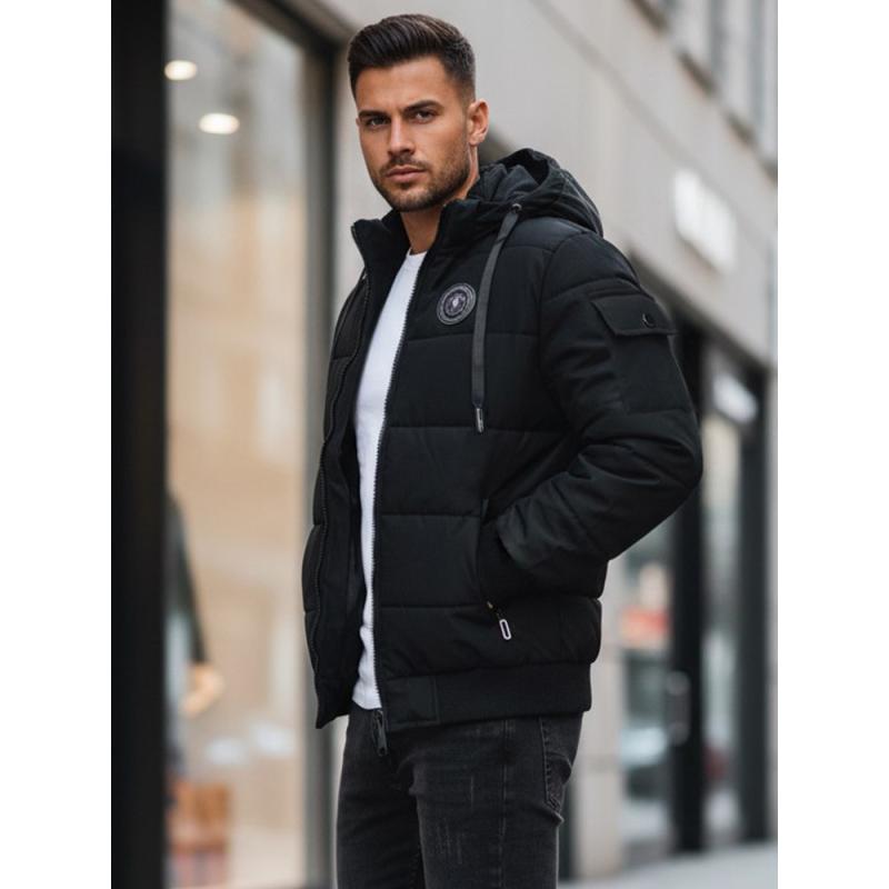 Pánska prešívaná bunda, čierna