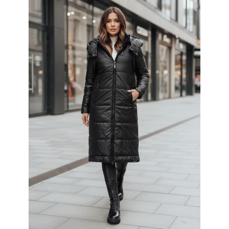 Dámska prešívaná bunda ORVITA, s kapucňou, čierna