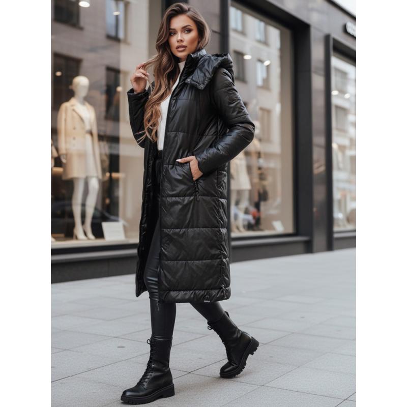 Dámska prešívaná bunda ORVITA, s kapucňou, čierna